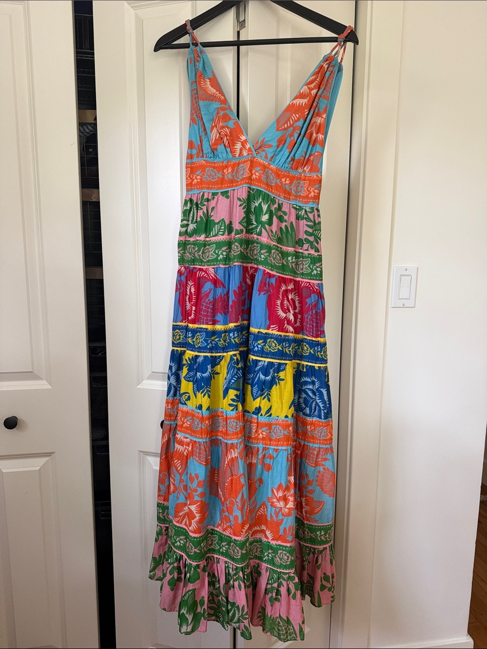 Farm Rio - Vibrant Multi-Color Floral Tiered Maxi Dress